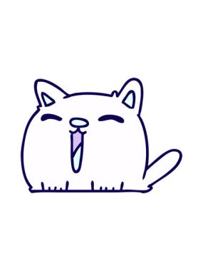 Serbest elin neon ışık efekti animasyonu sevimli kawaii kedisi çizildi