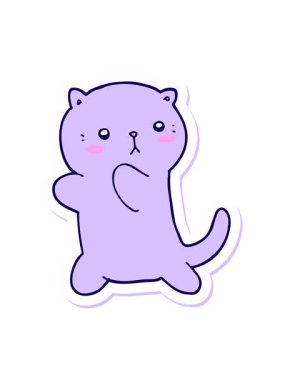 Sevimli bir çizgi film kedisinin neon ışık efekti çıkartması