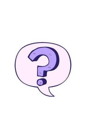 Konuşma baloncuğu ile çizgi film soru işaretinin zıplama hareketi canlandırması