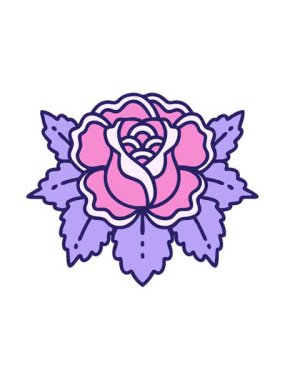 Parlak ışık efekti ikonik dövme şeklindeki gül görüntüsünün canlandırması