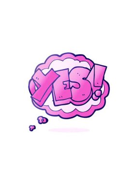 Serbest çizim düşünce baloncuğu çizgi filminin yıldız patlaması etkisi evet sembolü