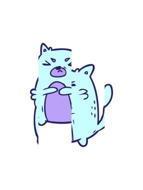 Kızgın bir kedinin karikatürünü bölme hareketi