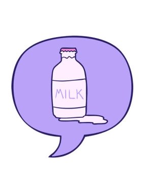 Konuşma baloncuğu ile taze süt çizgi filminin hareketli animasyonu