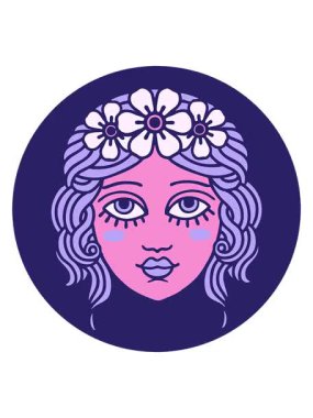 Çiçekten taçla dövmeli yüz çiziminin hareketli animasyonu