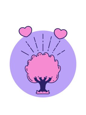 spinning hearts animation of doodle of a tattoo style tree