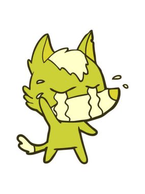 Ağlayan bir kurdun çizgi filminin renkli animasyonu.