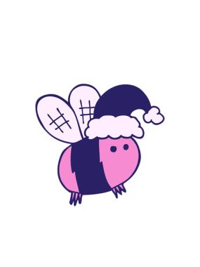 Yanıp sönen radyal çizgiler Noel şapkası takan sevimli çizgi film arılarının animasyonu.