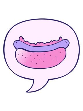 Parlak ışık efekti çizgi film sosislisinin konuşma baloncuğu yumuşak gradyan tarzında animasyonu