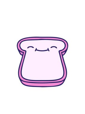 Yanıp sönen radyal çizgiler. Yüz karikatürlü ekmek animasyonu.