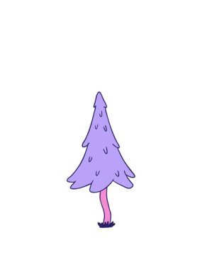 Ağaçlık çam ağaçlarının çizgi film karalamalarının animasyonunu genişletiyor.