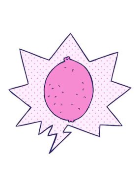 shivering motion animation of cartoon lemon with speech bubble in comic book style