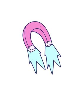 rise and float animation of cartoon magnet