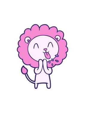 Mutlu bir çizgi film aslanının basınçlı animasyonu