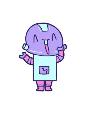 Garip çizgi film robotunun hareketli animasyonu