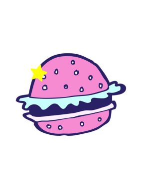 Parlayan yıldızlar çizgi film hamburgerinin animasyonunu etkiler.