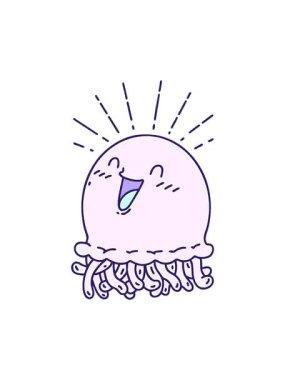 Geleneksel dövme stili mutlu denizanasının hareketli canlandırması