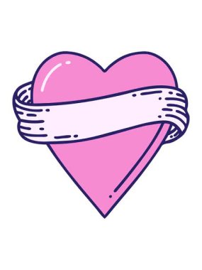 Neon kalp ve pankartın geleneksel stiliyle dövmenin hareketli baskısı