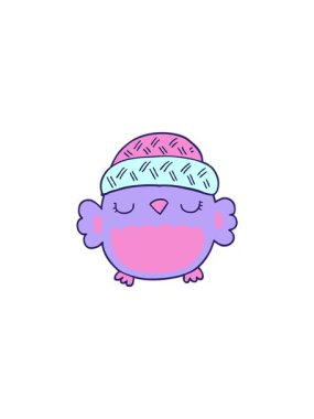 Şapkalı sevimli baykuş çizgi film animasyonu