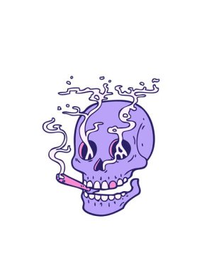 Yanıp sönen radyal çizgiler dumanı tüten kafatasının animasyonu