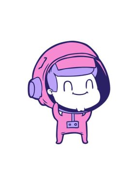 Mutlu çizgi film astronotunun hareketli animasyonu