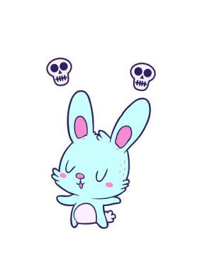 Bir tavşanın çizgi film görüntüsünün kafatası animasyonu.