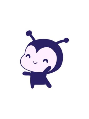 Tatlı bir dişi böceğin canlandırma kawaii 'sinin bölünme etkisi.