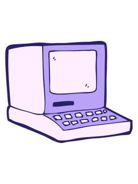 karikatür eski bilgisayarın efekt animasyonunu göster