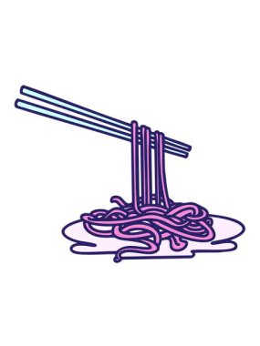 Japon yemek çubuklarının hareketli animasyonları erişte dizaynı taşıyor.