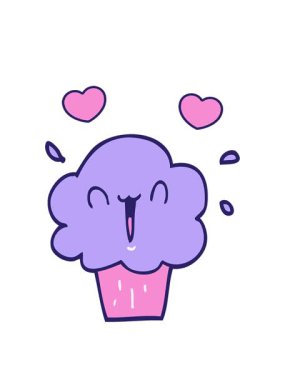 spinning hearts animation of cupcake illustration