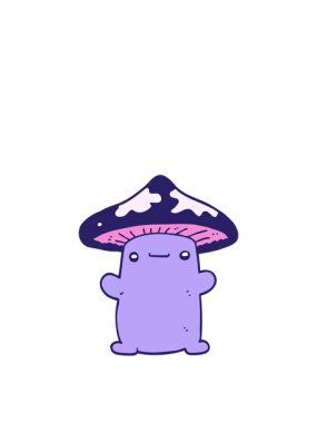 Kalk ve karikatür mantarı çiziminin animasyonunu yüzdür