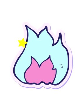 Parlayan yıldızlar çizgi film ateş sembolü çıkartmasının canlandırmasını etkiler.