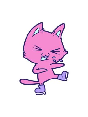 pixelize effect animation of cartoon cat hissing wearing big boots