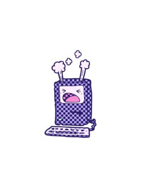 Aşırı ısınan karikatür bilgisayarının radyoaktif parlak animasyonu