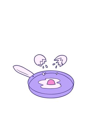 Çizgi film tava yumurta kızartma animasyonunu genişletiyor.