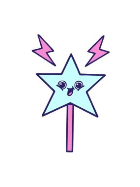 Sihirli bir değneğin çizgi filminin titreşimli hareketi