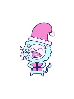 Karikatür kükreyen aslanın hediye edişini dikkatle izleyin.