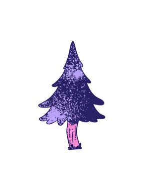 jiggle motion animation of hand drawn textured cartoon doodle of woodland pine trees