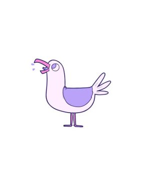 rise and float animation of cartoon seagull