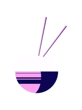 neon light effect animation of Flat colour illustration of a rice bowl