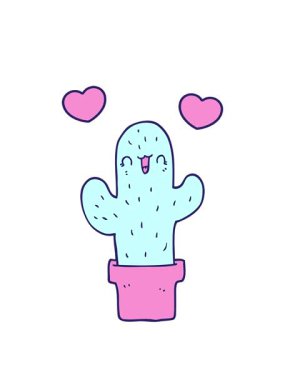 dönen kalpler bir kaktüsün çiziminin animasyonu