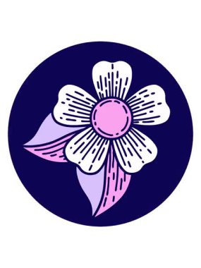 Bir çiçeğin çizgi film tasarım elementinin neon ışık efekti animasyonu