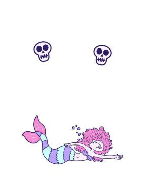 Denizkızı çizgi film elementinin kafatası animasyonu