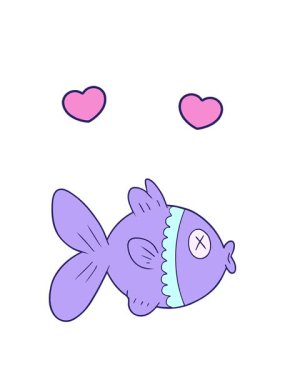 Japon balığının dönen kalp animasyonu