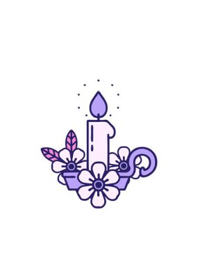 Yanıp sönen radyal çizgiler geleneksel mum tutucu tarzında dövme animasyonu