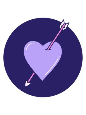 Bir ok ve kalbin ikonik görüntüsünün titreşimli hareketi