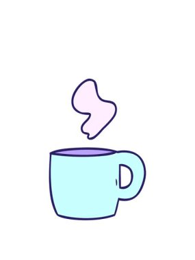 Buharı tüten sıcak bir içeceğin çizgi film karalamalarını canlandırıyorum.