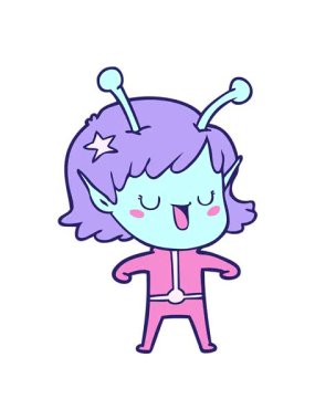 Mutlu uzaylı kız çizgi filminin hareketli animasyonu