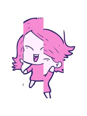 Mutlu çizgi film kızı çiziminin bölünmüş hareket animasyonu