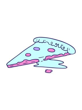 Bir dilim pizzanın çizgi film karalamalarının animasyonunu aç.