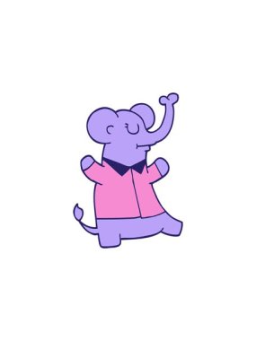 Karikatür karikatür filinin tişört giydiği animasyon.